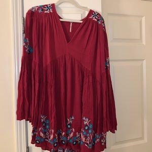 Free People red embroidered dress
